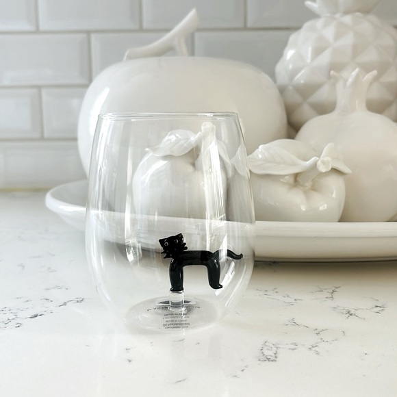 Anthropologie Eerie Cat 🐈‍⬛ Stemless Wine Glass - Picture 2 of 13
